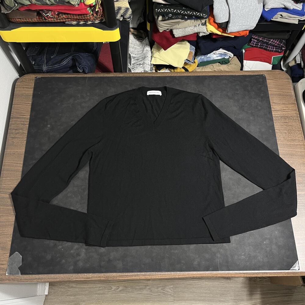 The Frankie Shop Sweater Womens XS Black Merino Wool V Neck Lightweight Knit
